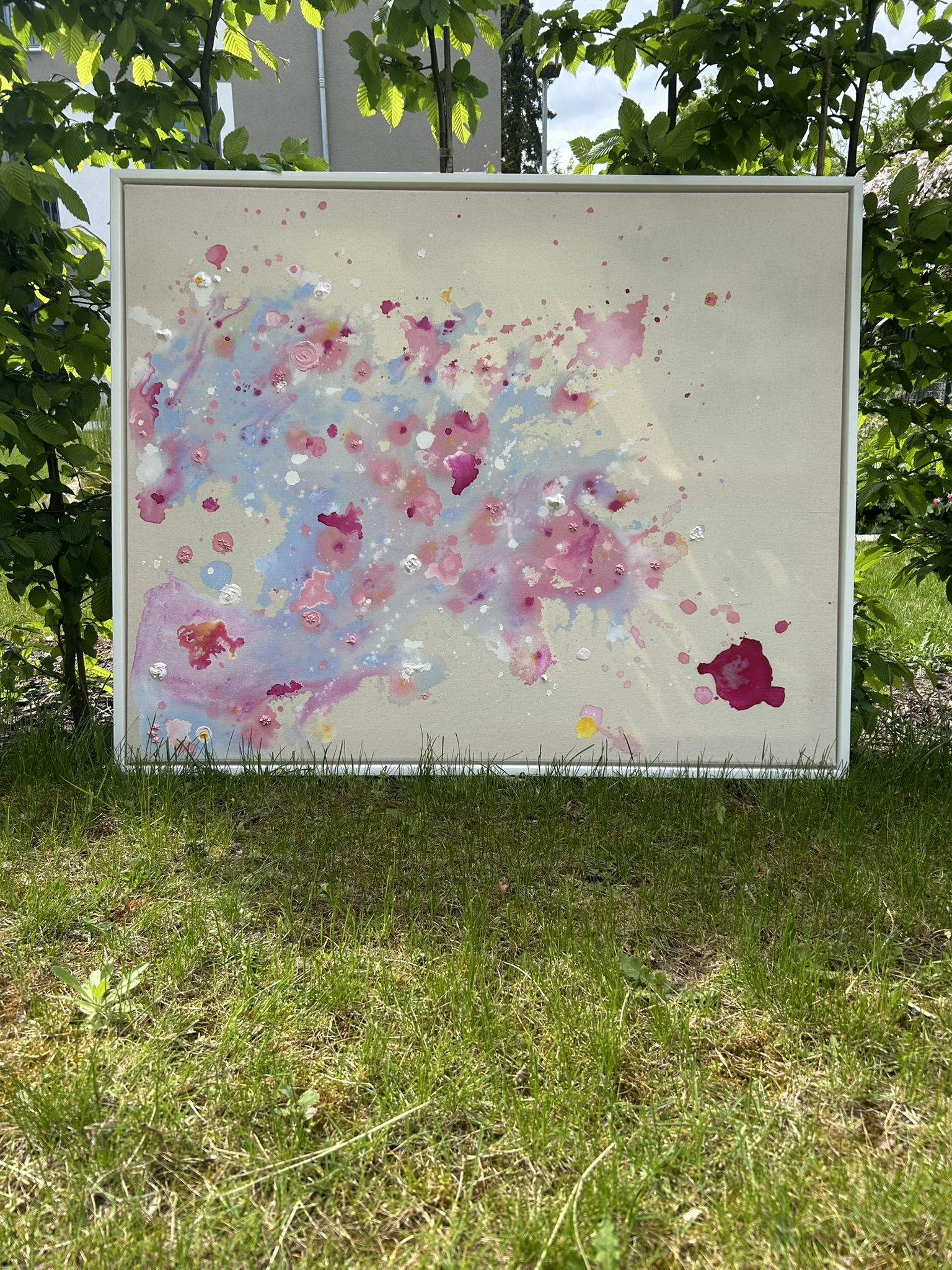 Kirschblüten, 2025, Acryl auf roher Baumwollleinwand